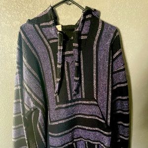 Poncho Style Woven Hoodie